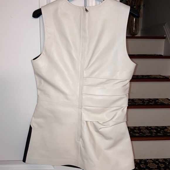 Two Toned Gathered Leather Top
